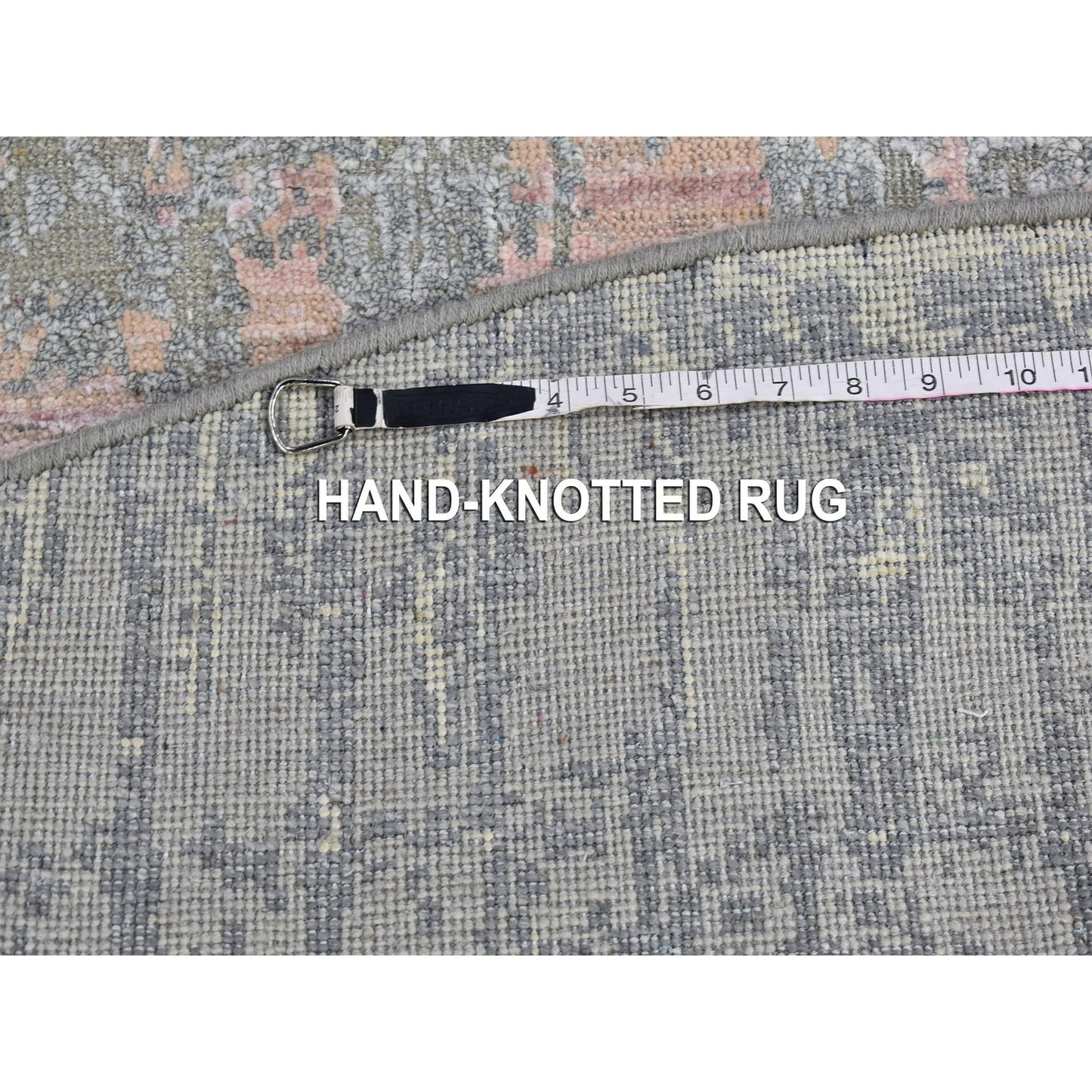 6'X6' Hand Knotted Cardiac Design Textured Wool And Pure Silk Round Rug