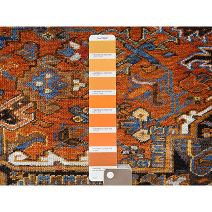 6'10"X10'8" Orange Vintage Zoroastrian Heris 100% Wool Hand Knotted Rug