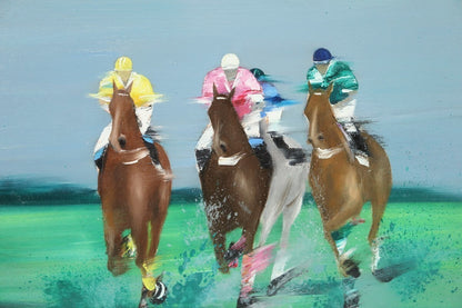Original Victor Spahn Oil Painting on Canvas " Horse riding " Signed Framed