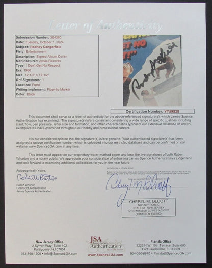 Rodney Dangerfield Signed/Auto I Don'T Get No Respect Album Lp Vinyl Jsa 201225