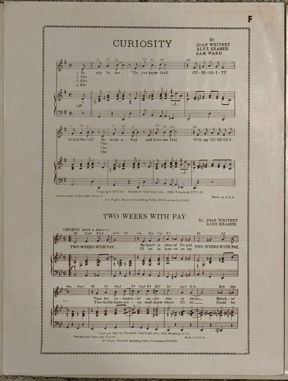 Doris Day (Love Somebody) Original Hand Signed Autograph Sheet Music (Jsa)