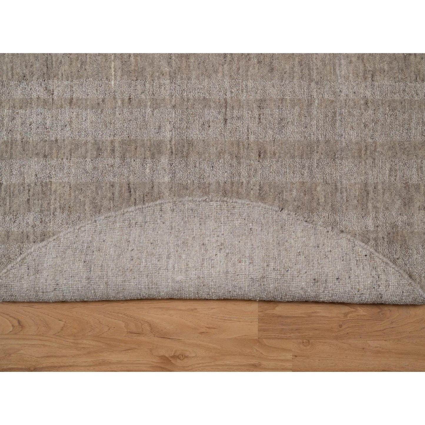 5'X5' Tan Brown Salt And Pepper Design Hand Loomed Natural Wool Round Rug
