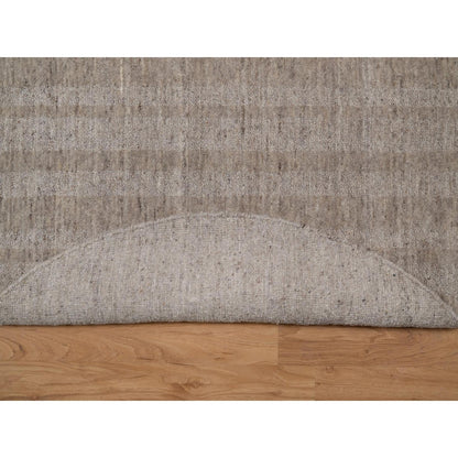 5'X5' Tan Brown Salt And Pepper Design Hand Loomed Natural Wool Round Rug