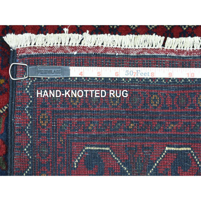2'8"X12'10" Red Afghan Khamyab Soft Wool Hand Knotted Runner Rug