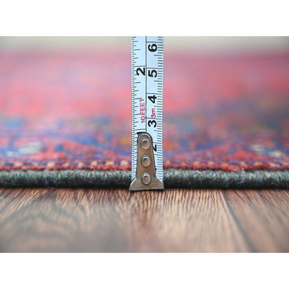 2'7"X9'8" Red Andkhoy Geometric Design Pure Wool Hand Knotted Runner Rug