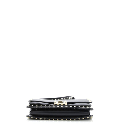 Valentino Garavani Rockstud Flip Lock Flap Top Handle Bag Leather Small