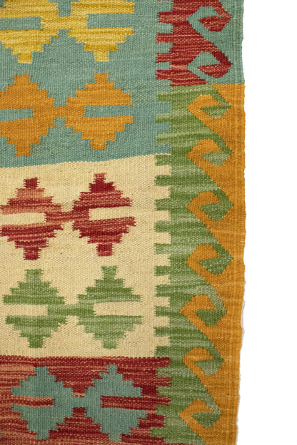 Multicolor Kilim Rug Geometric Design Office