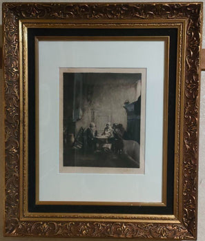 Ferdinand Schmutzer Signed Original Etching -Die Unterhaltung 1897 Edamer Hospiz