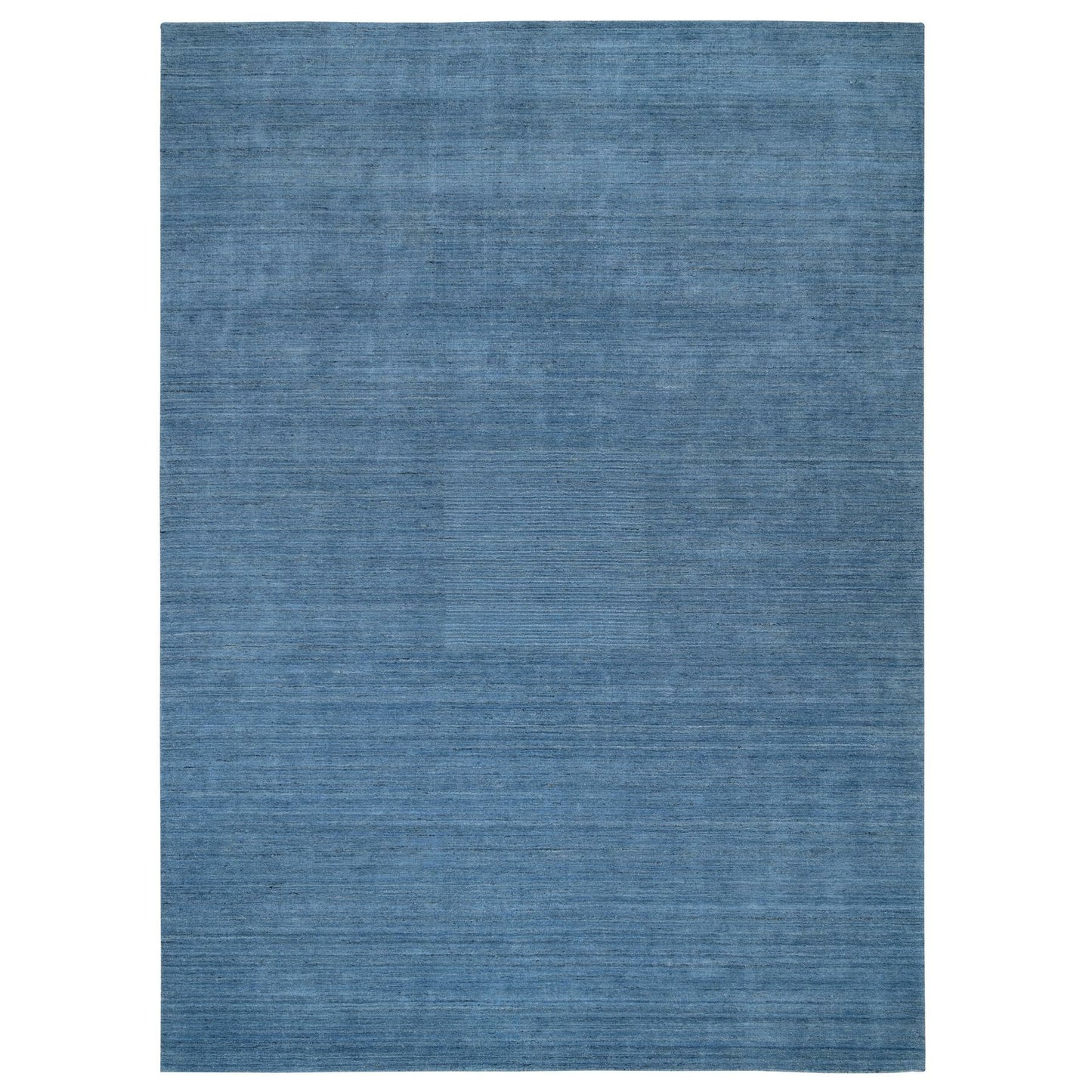 10'1"X14' Denim Blue Modern Design Pure Wool Hand Loomed Rug