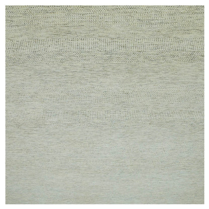 14'X14' Eggnog White Hand Knotted Modern Grass Design Wool Square Rug