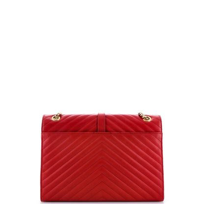 Saint Laurent Classic Monogram Envelope Satchel Matelasse Chevron Leather Large