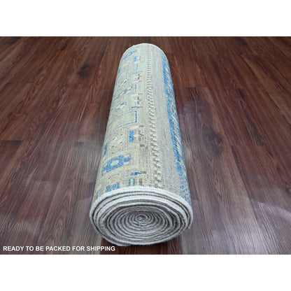 2'8"X19'1" Blue Kashkuli Animal Figurines Wool Hand Knotted Runner Rug