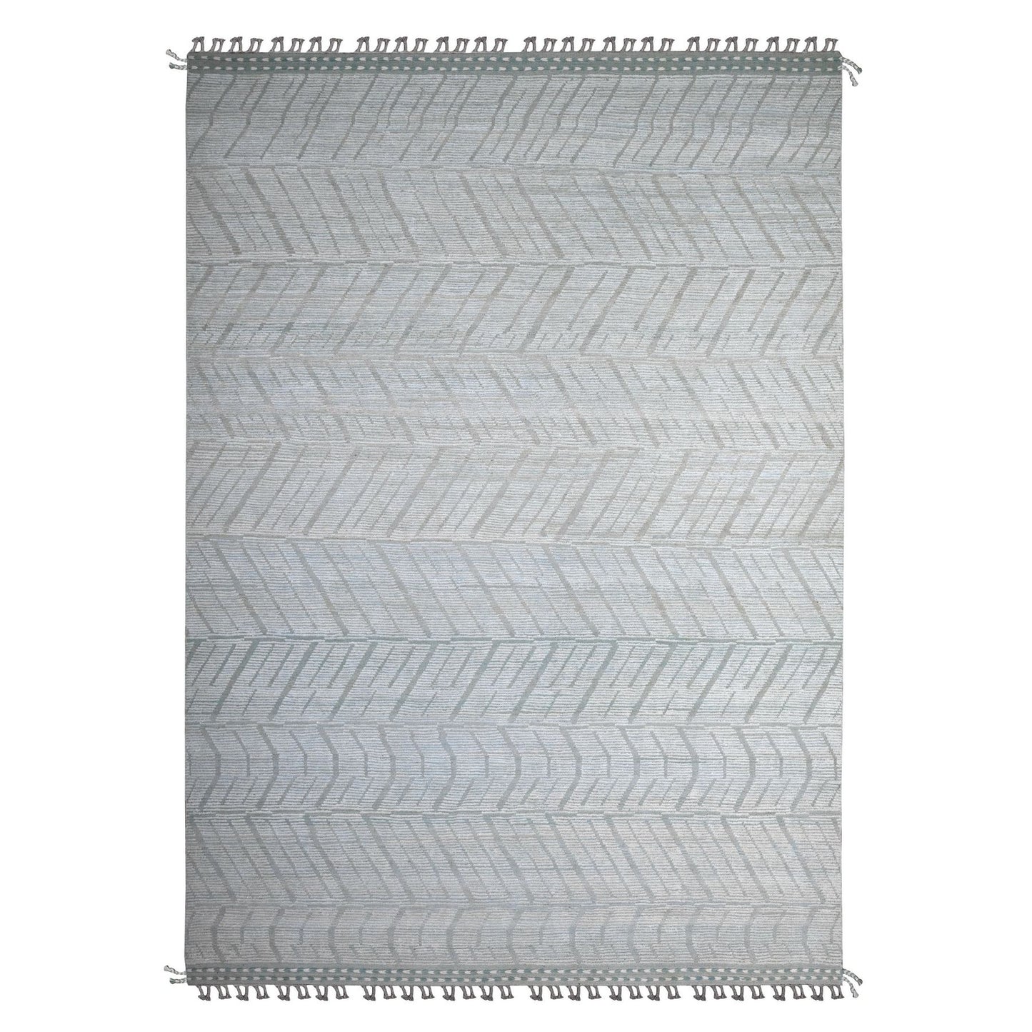 10'X14' Blue Moroccan Weave Zig Zag Design Hand Knotted Oriental Rug