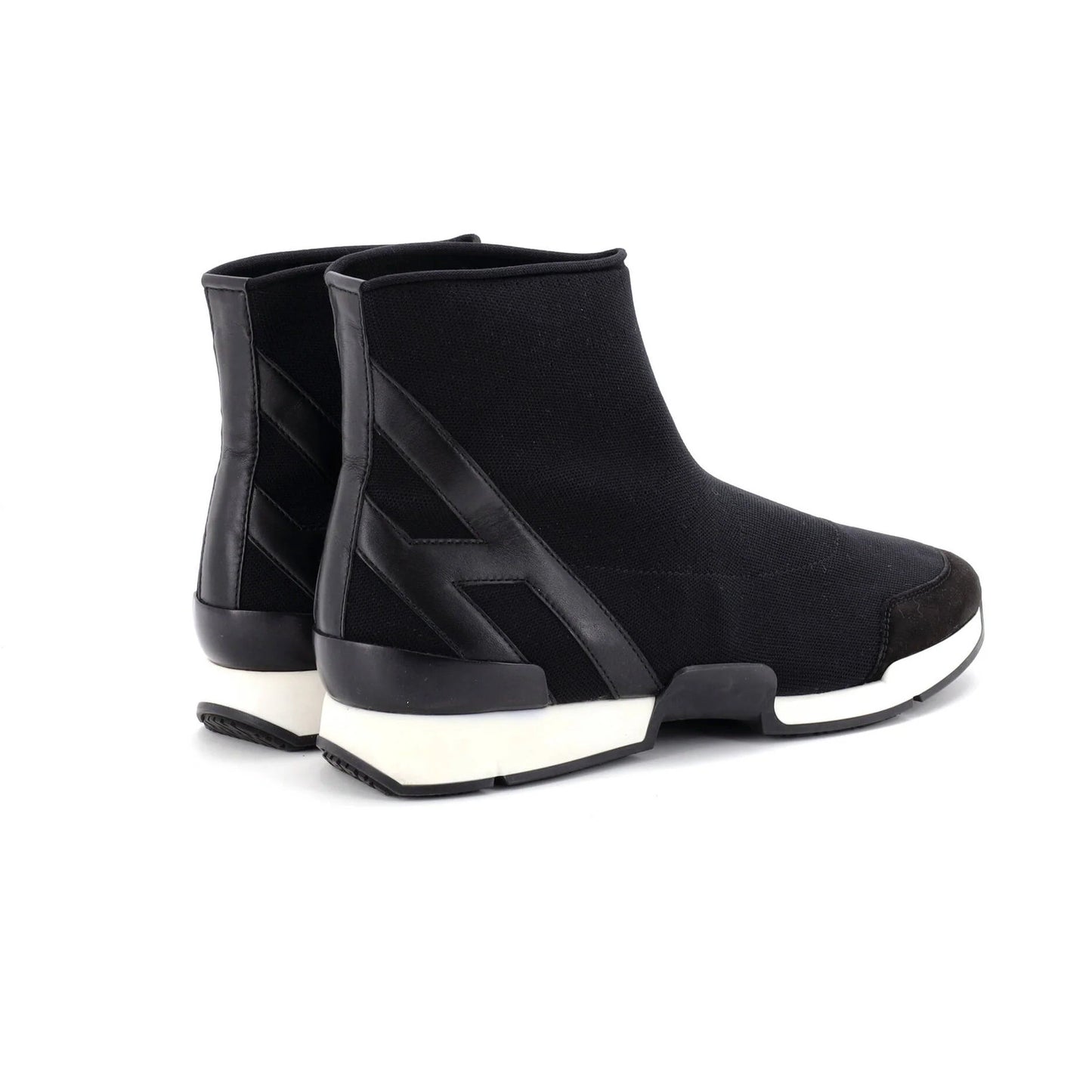 Hermes Men'S Sock High-Top Sneakers Knit Fabric With Leather