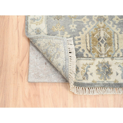 2'8"X17'10" Silver Karajeh Design Wool Hand Knotted Oriental Runner Rug