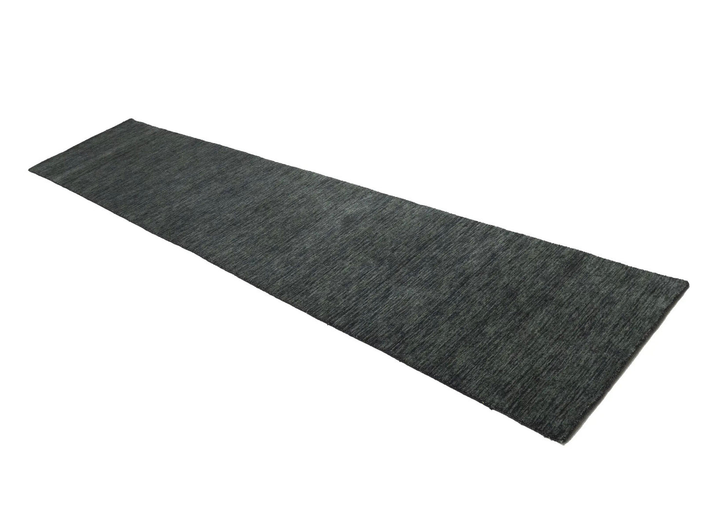 Solid Charcoal Hand-Loomed 3X12 Gabbeh Wool