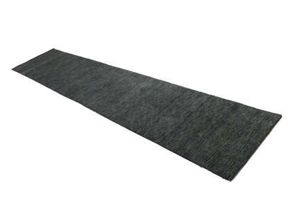 Solid Charcoal Hand-Loomed 3X12 Gabbeh Wool