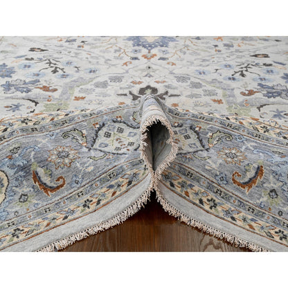 10'X10' Summer Gray Oushak All Over Floral Wool Hand Knotted Square Rug