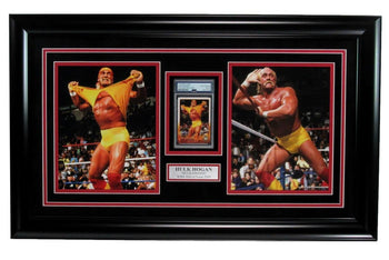 Hulk Hogan Hof Wwe Signed Trading Card W/8X10 Photo Collage Framed Psa/Dna 99559