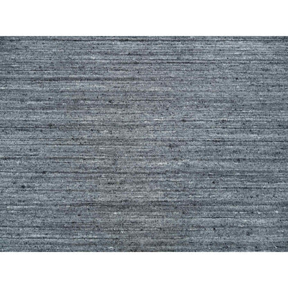 8'1"X8'1" Arsenic Gray Modern Striae Design Wool Hand Loomed Square Rug