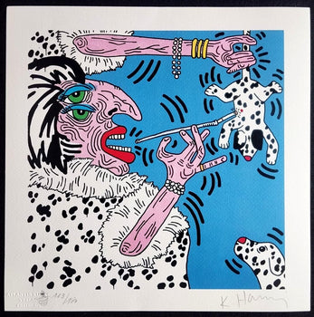 Keith Haring 'Cruella' Signed Coa Lithograph Hand