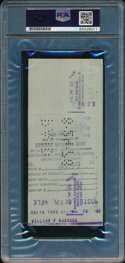 Bill Russell Hof Autographed/Signed 1978 Bank