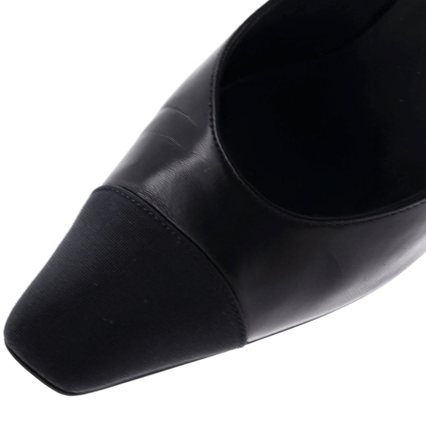 Chanel Women'S Cap Toe Cc Block Heel Pumps Leather With Grosgrain