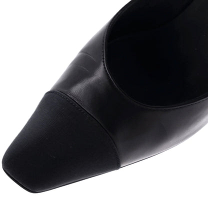 Chanel Women'S Cap Toe Cc Block Heel Pumps Leather With Grosgrain