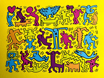 Keith Haring Lithograph Of A Coa Painting Signed