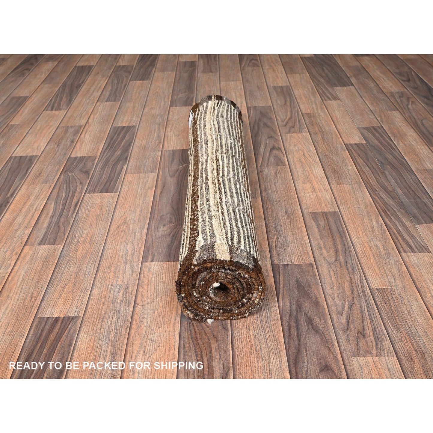 2'9"X9'5" Ivory Hand Knotted Rug Moroccan Weave Grid Design Wool Runner