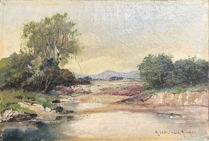 Karl Sattelmair Oil Painting Riverscene Signed Germany 24.8X36.2Cm Framed Coa