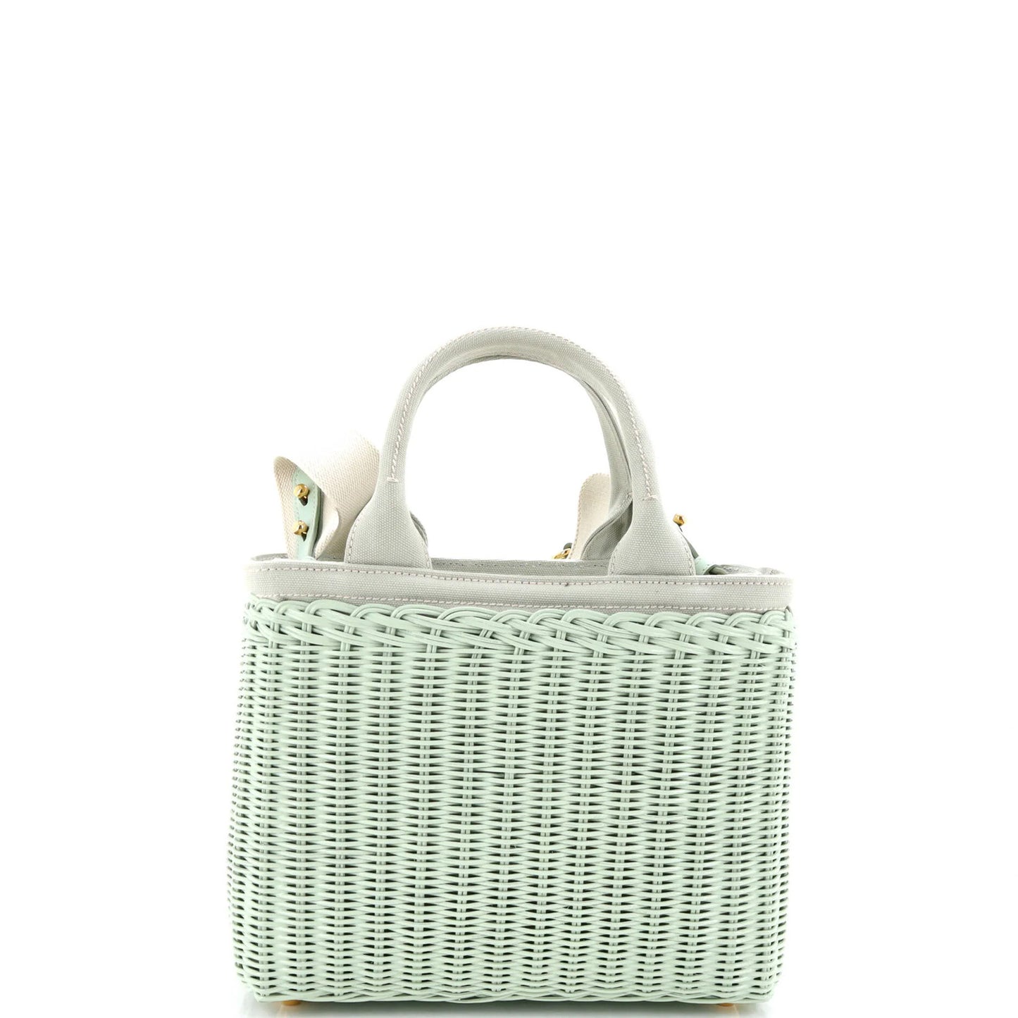 Prada Basket Bag Wicker With Canapa Small