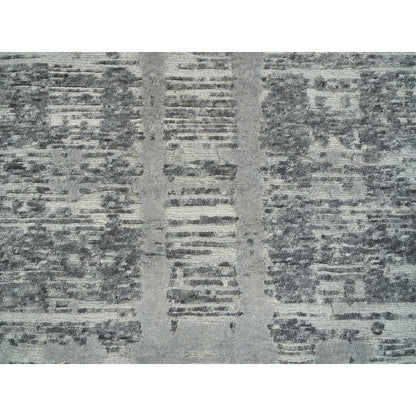 2'7"X27'10" Dark Grey Hand Knotted Xl Runner Oriental Rug
