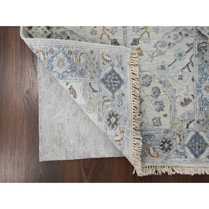 2'6"X9'10" Owl Gray Hand Knotted Oushak Dense Weave Wool Runner Rug
