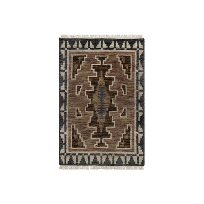 2'X3'1" Brown Hand Knotted Southwest American Indian Design Wool Mat Rug