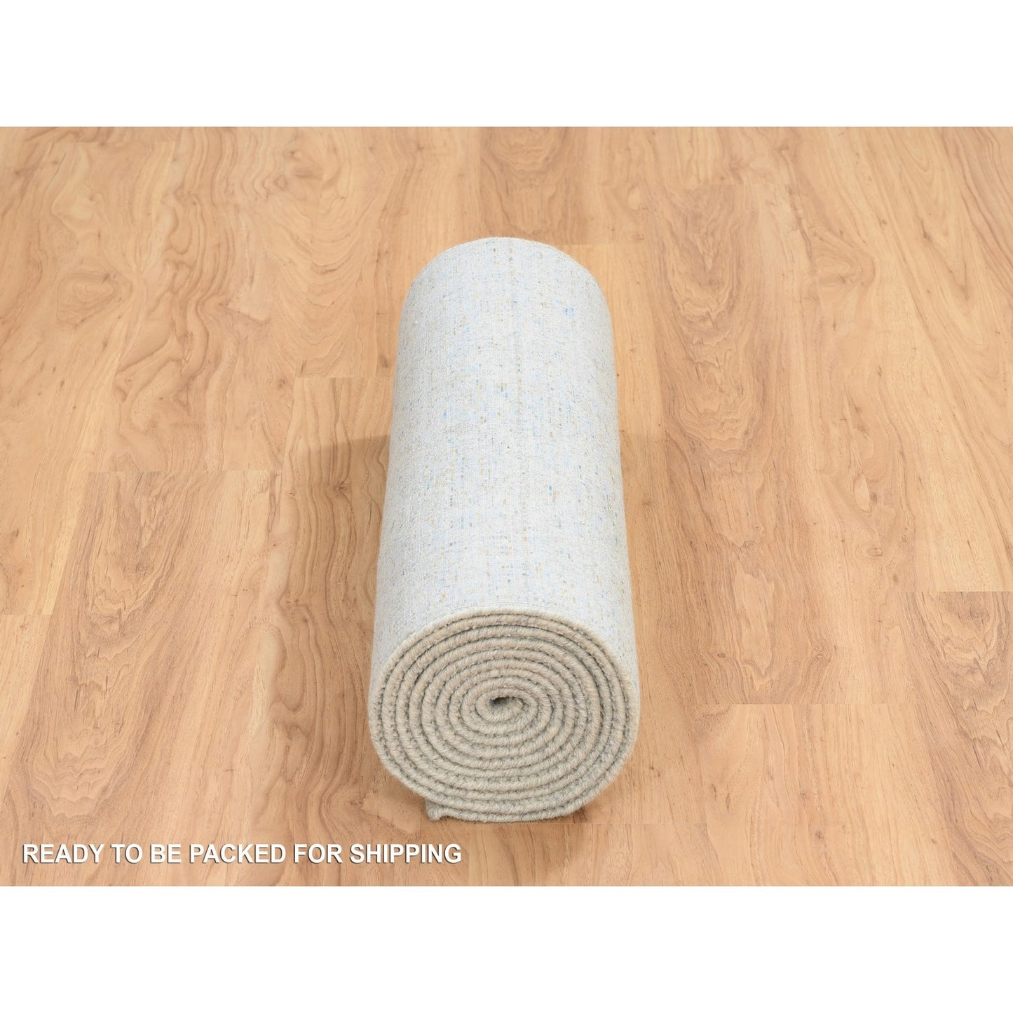 2'7"X12' Gray Tebraz Wool And Silk Jacquard Hand Loomed Runner Rug