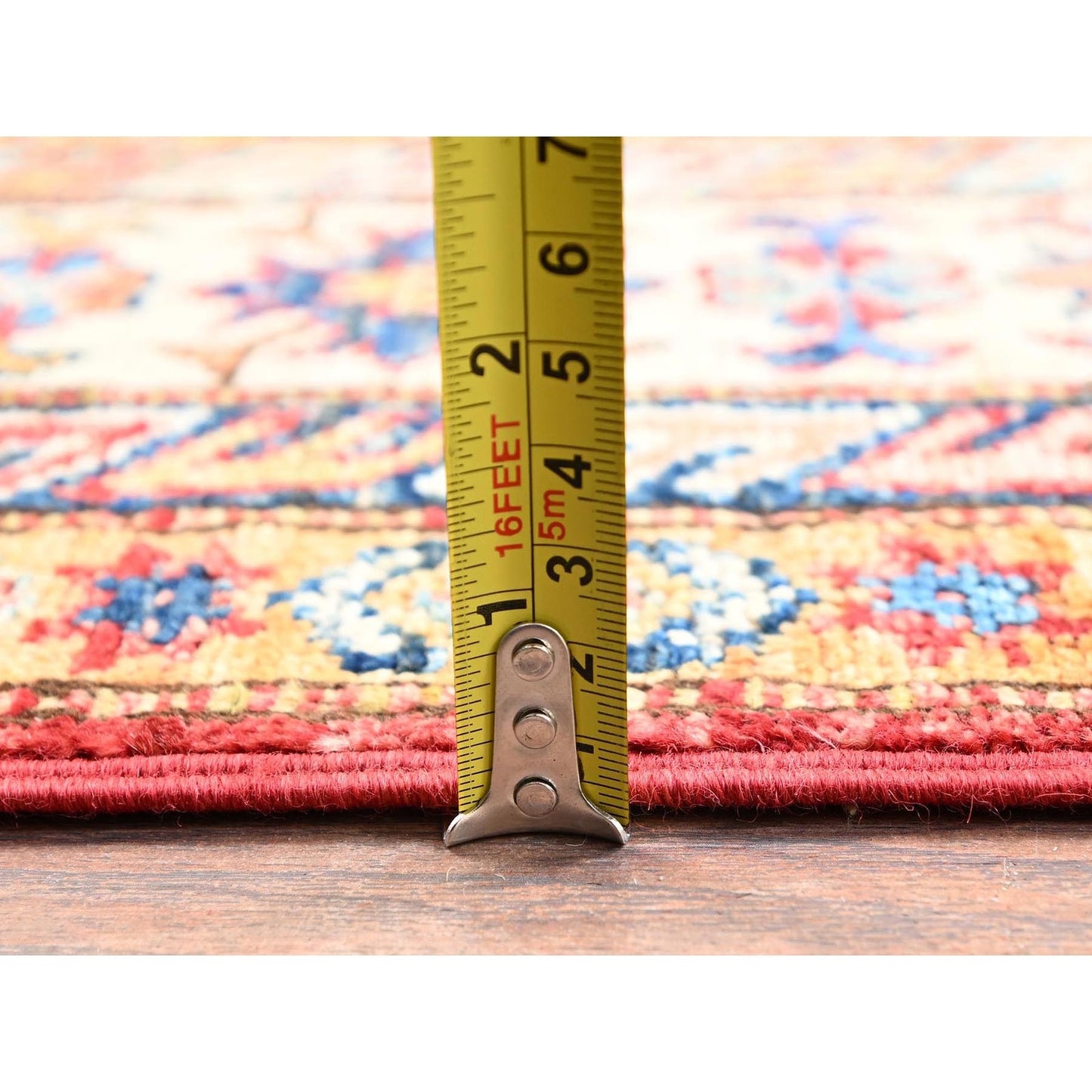 4'2"X6'2" Berry Red Afghan Super Kazak Hand Knotted Pure Wool Oriental Rug