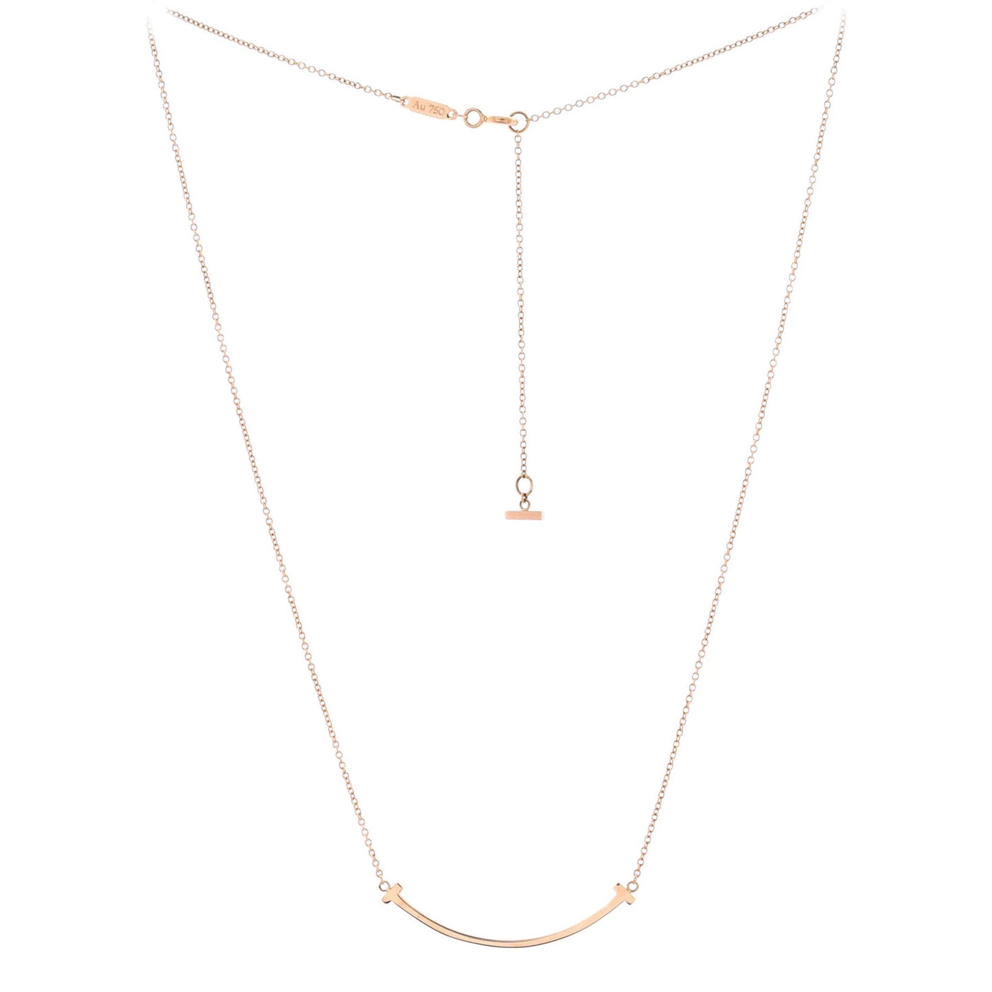 Tiffany & Co. T Smile Pendant Necklace 18K Rose Gold Small