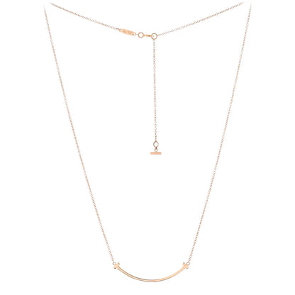 Tiffany & Co. T Smile Pendant Necklace 18K Rose Gold Small