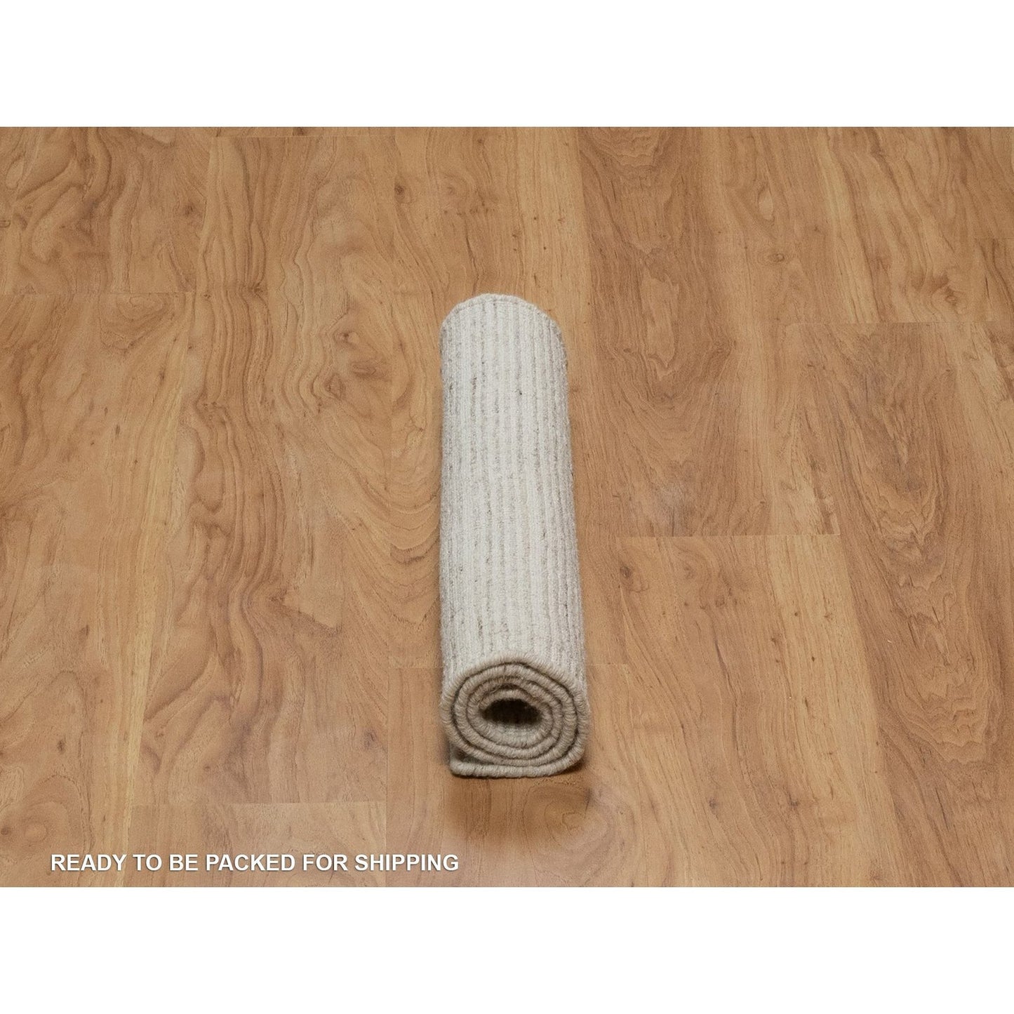 Knotted 2'x3'1" Ivory Modern Mat Rug Plain Decor Box Design Wool Loomed