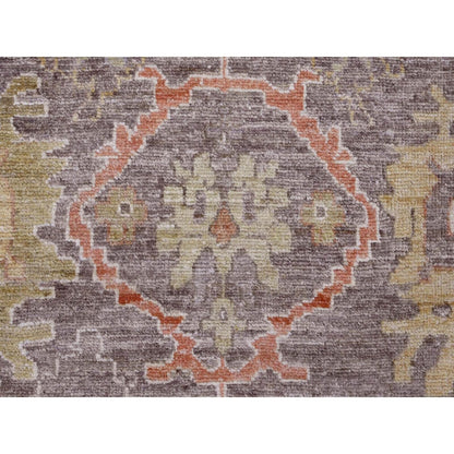 8'X15'7" Brown Pure Wool Afghan Angora Oushak Hand Knotted Runner Rug
