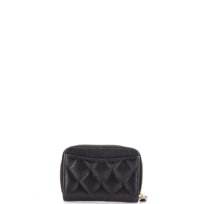 Chanel Cc Zip Coin Purse Quilted Caviar Small