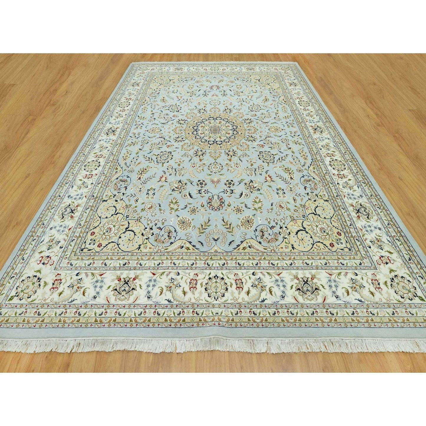 11'6"X15'6" Oslo Blue Nain Design Velvety Wool Hand Knotted Oversized Rug
