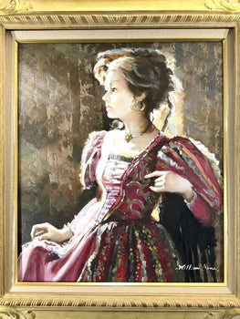 William Cane Original Oil Painting | Baroque Lady Portrait | Large Vintage Frame