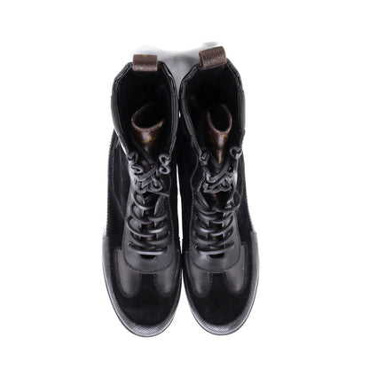 Louis Vuitton Women'S Laureate Platform Desert Boots Suede With Monogram Canvas