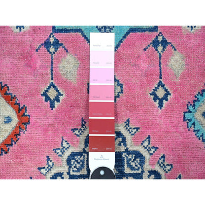 2'6"X15'6" Azalea Pink Pure Wool Fusion Kazak Runner Oriental Rug