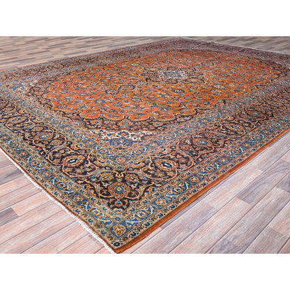 9'8"X12'8" Cinnabar Red Zoroastrian Kishoon Design Vintage Oriental Rug