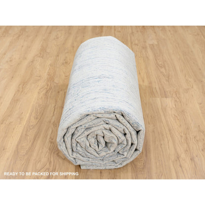 Light Gray Fine Jacquard Wool Silk Hand Loomed Oversized Rug 12'x18
