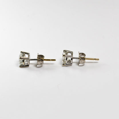 14K White Gold Diamond Stud Earrings 1.60Ct