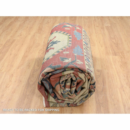 11'9"X17'10" Blue Pliable Wool Hand Knotted Heris Revival Oversized Rug